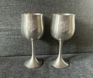 Vintage Royal Selangor Pewter Orchid Wine Goblets Monogram G - Set of 2 / 4 / 8